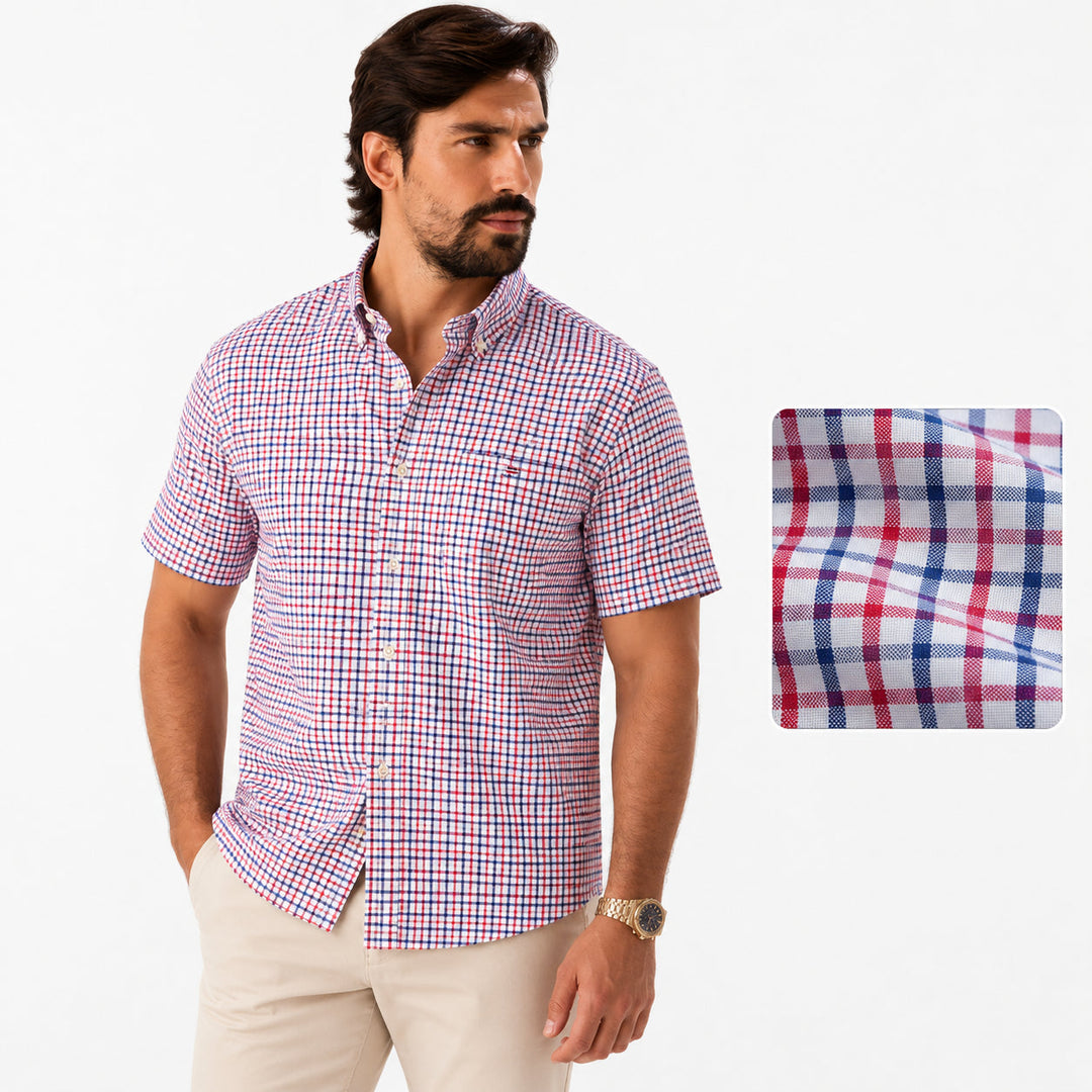 Mens_Oxford_Shirt_Short_Sleeve_Cotton_with_Classic_Fit_2