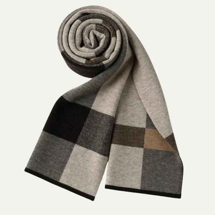 Men's Plaid Scarf Made of Knitted Wool Blend – Extra Long for Warm Winter Days 1