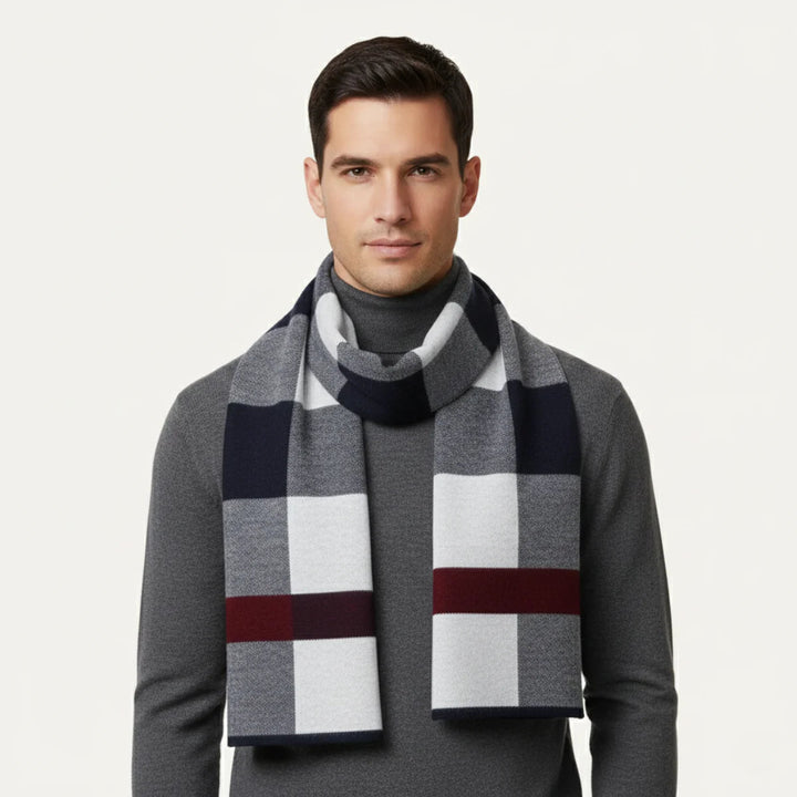 Men's Plaid Scarf Made of Knitted Wool Blend – Extra Long for Warm Winter Days 10