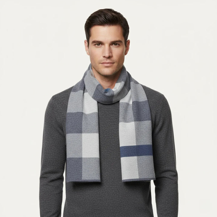 Men's Plaid Scarf Made of Knitted Wool Blend – Extra Long for Warm Winter Days 12