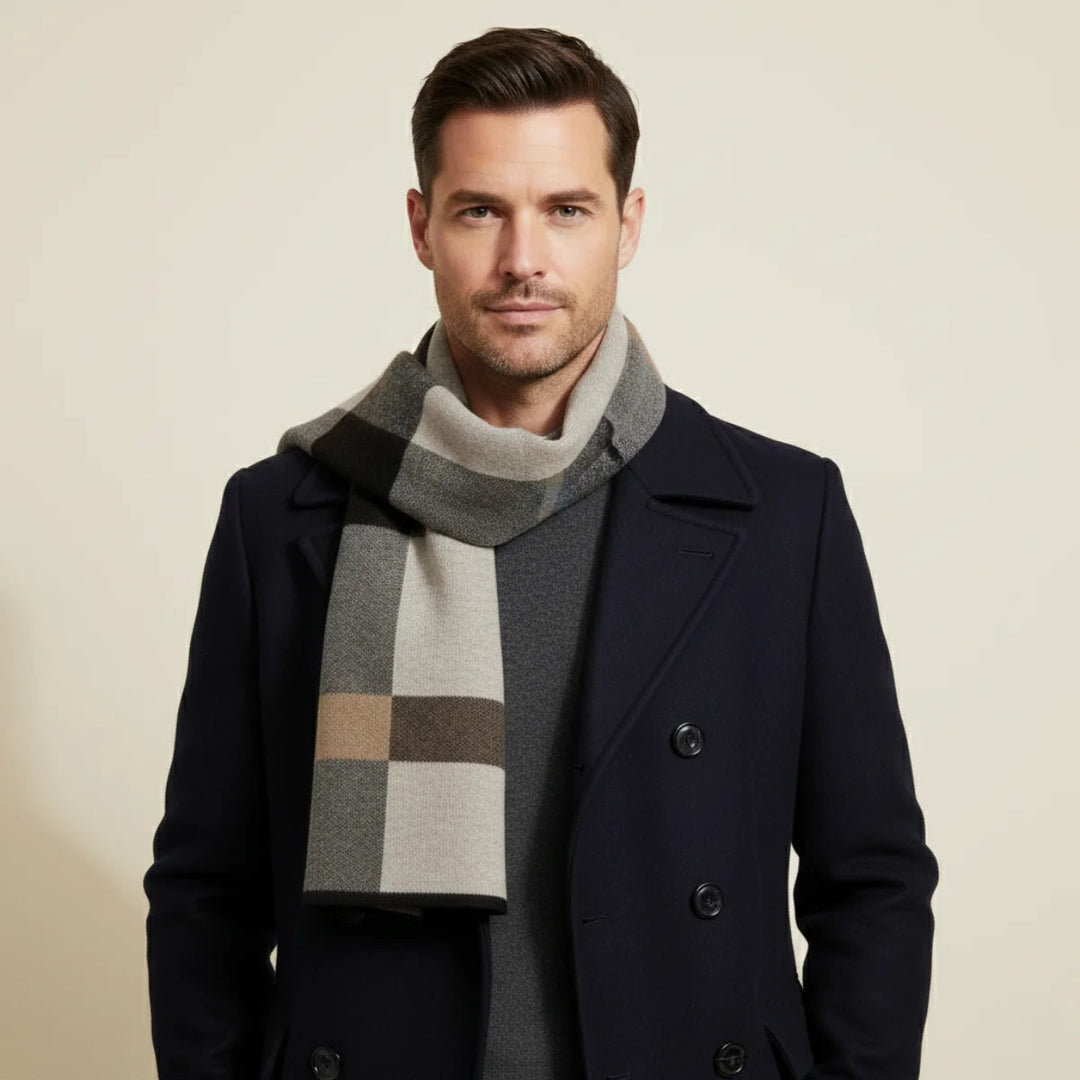 Men's Plaid Scarf Made of Knitted Wool Blend – Extra Long for Warm Winter Days 2