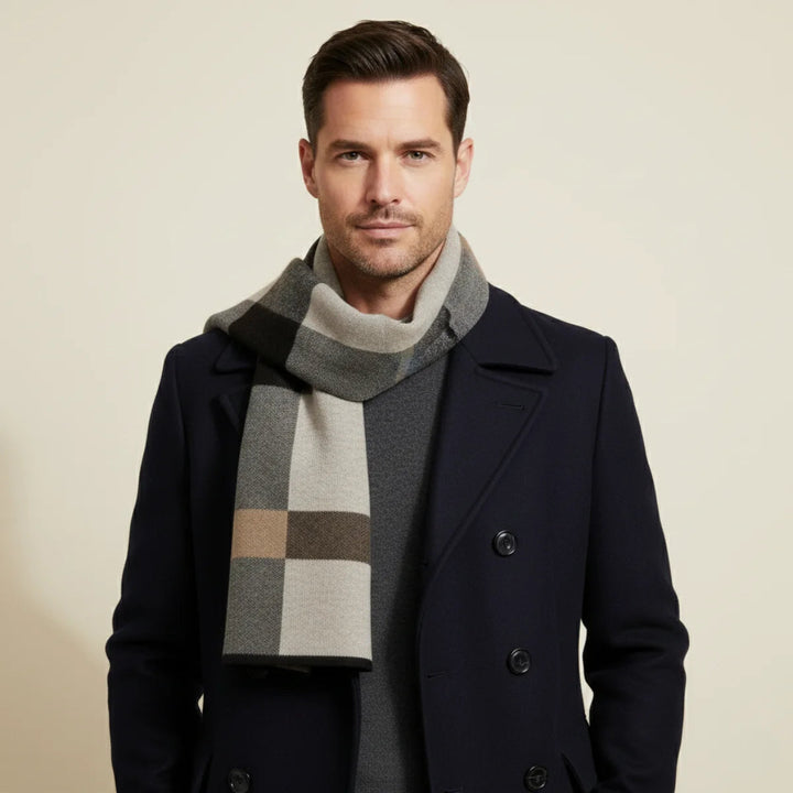 Men's Plaid Scarf Made of Knitted Wool Blend – Extra Long for Warm Winter Days 2