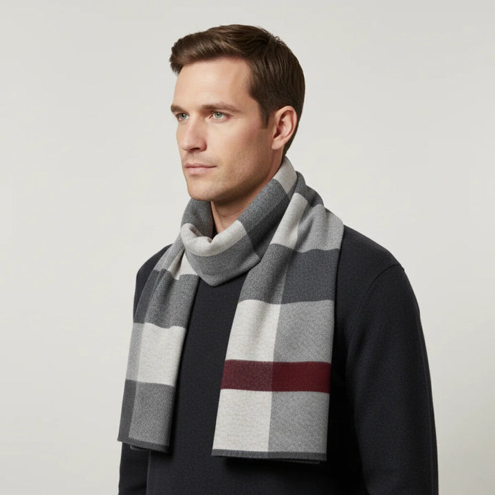Men's Plaid Scarf Made of Knitted Wool Blend – Extra Long for Warm Winter Days 4