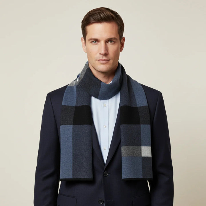 Men's Plaid Scarf Made of Knitted Wool Blend – Extra Long for Warm Winter Days 6