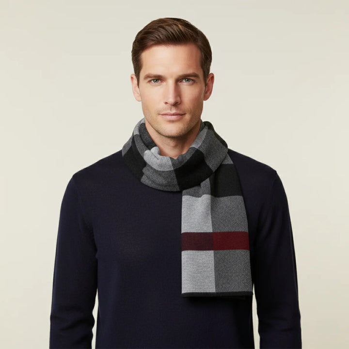 Men's Plaid Scarf Made of Knitted Wool Blend – Extra Long for Warm Winter Days 8