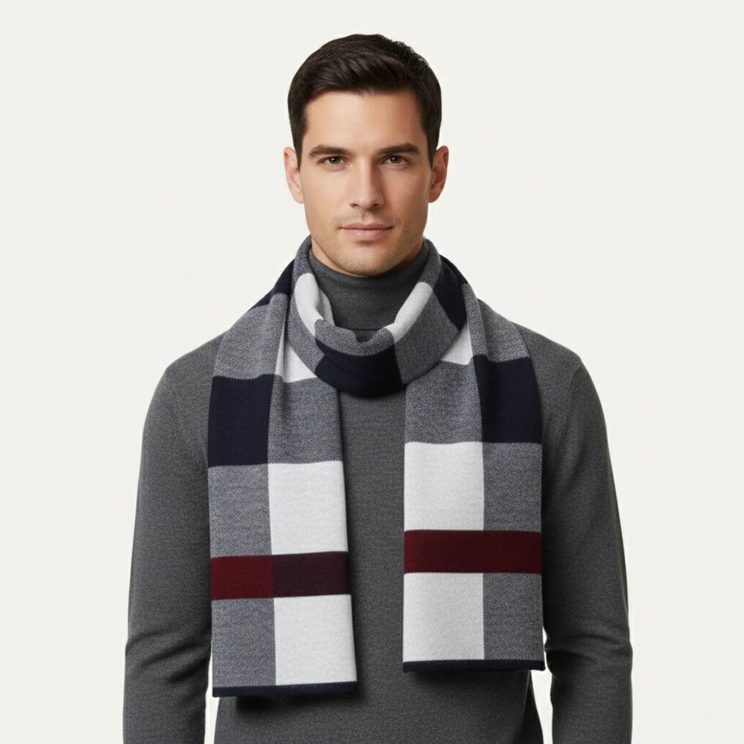 Écharpe Plaid Homme en Mélange de Laine – Écharpe d'Hiver Tricotée Extra Longue 10