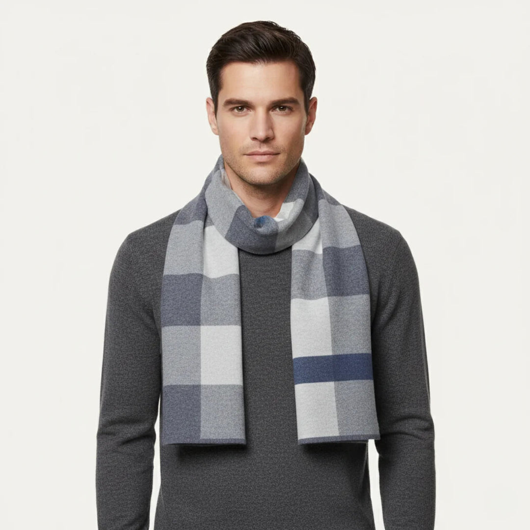 Écharpe Plaid Homme en Mélange de Laine – Écharpe d'Hiver Tricotée Extra Longue 12