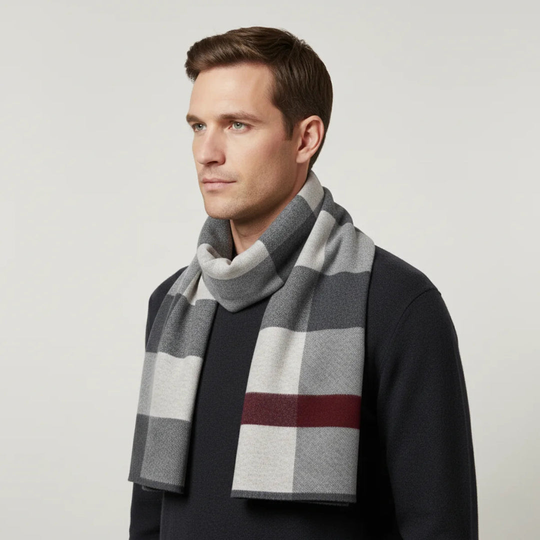 Écharpe Plaid Homme en Mélange de Laine – Écharpe d'Hiver Tricotée Extra Longue 4