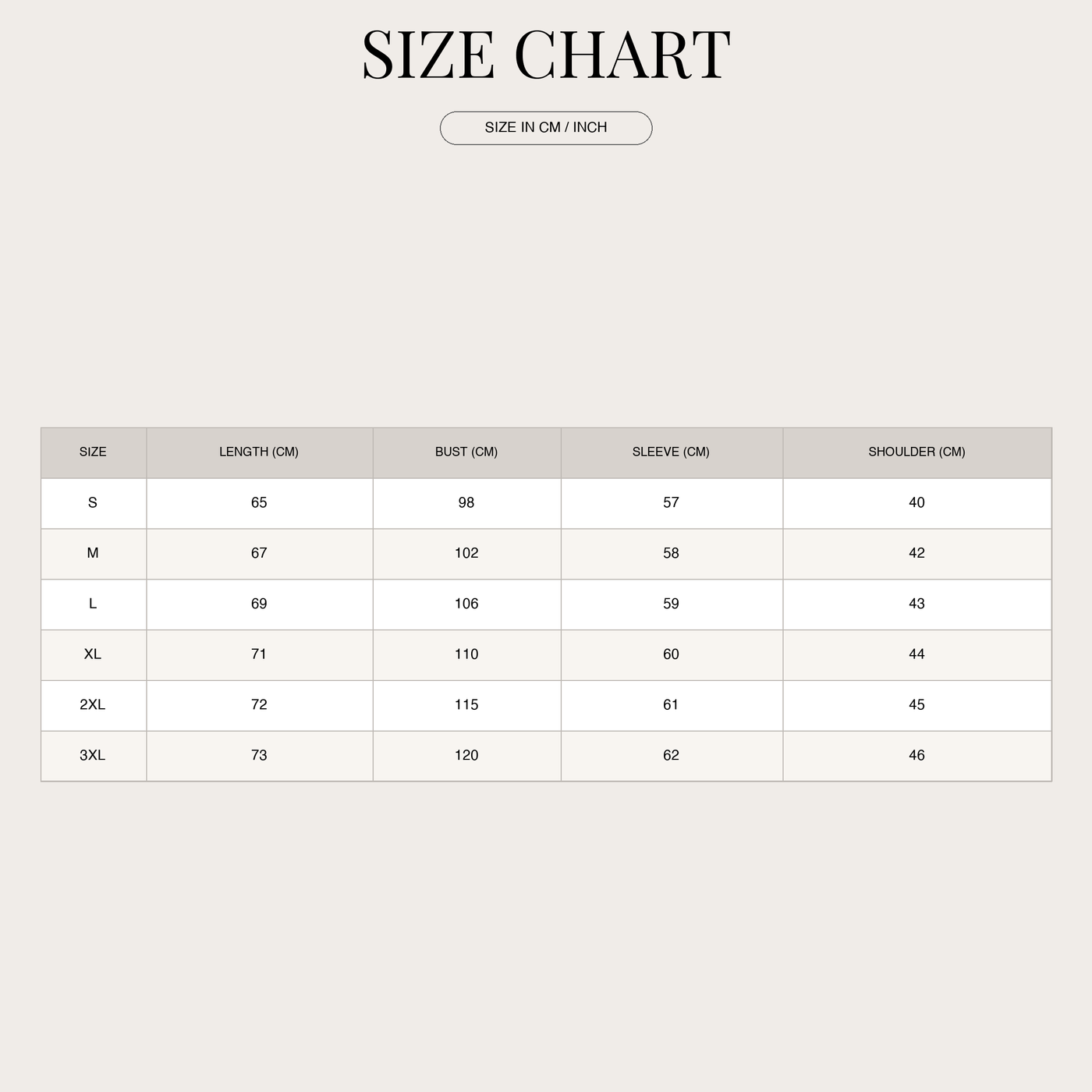 Men's Premium Cashmere Sweater – Stylish and Ultra Soft size chart