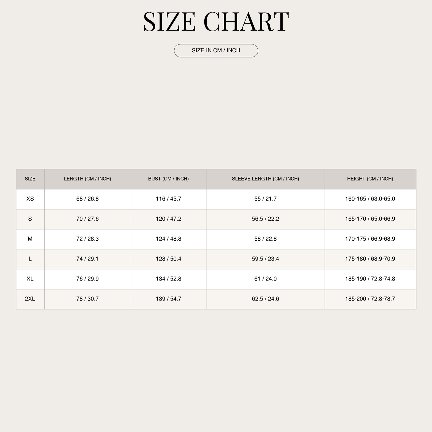 Men's Puffer Hooded Jacket – Thick Winter Protection size chart