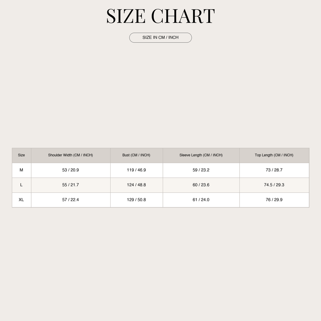 Men's Refined Business Shirt – Structured Weave and Sculpted Fit size chart