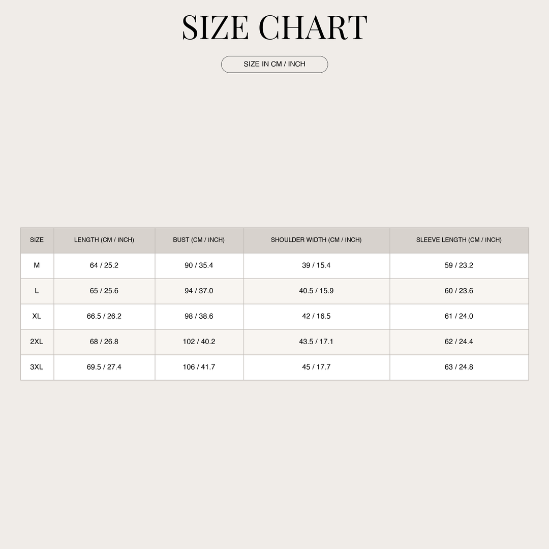 Men's Refined Sweater – Turtleneck with Slim Fit size chart