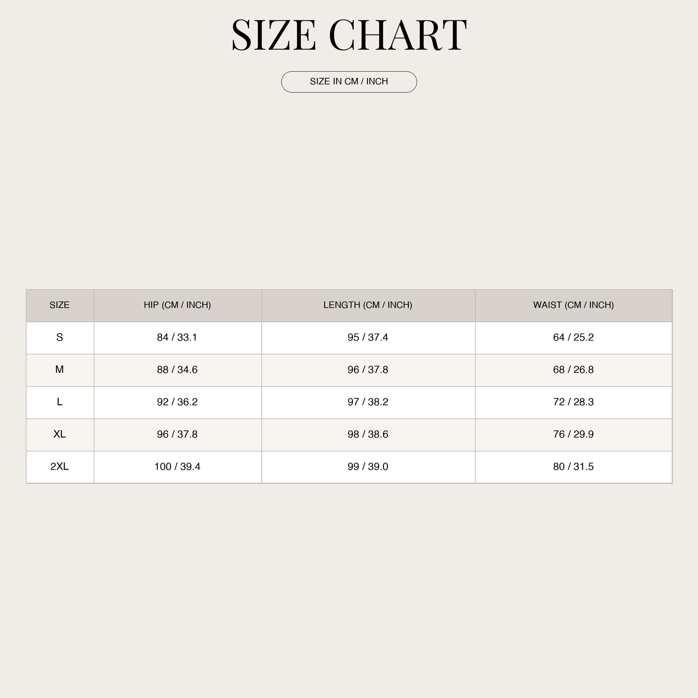 Men's Relaxed Pants – Structured for Everyday Wear size chart