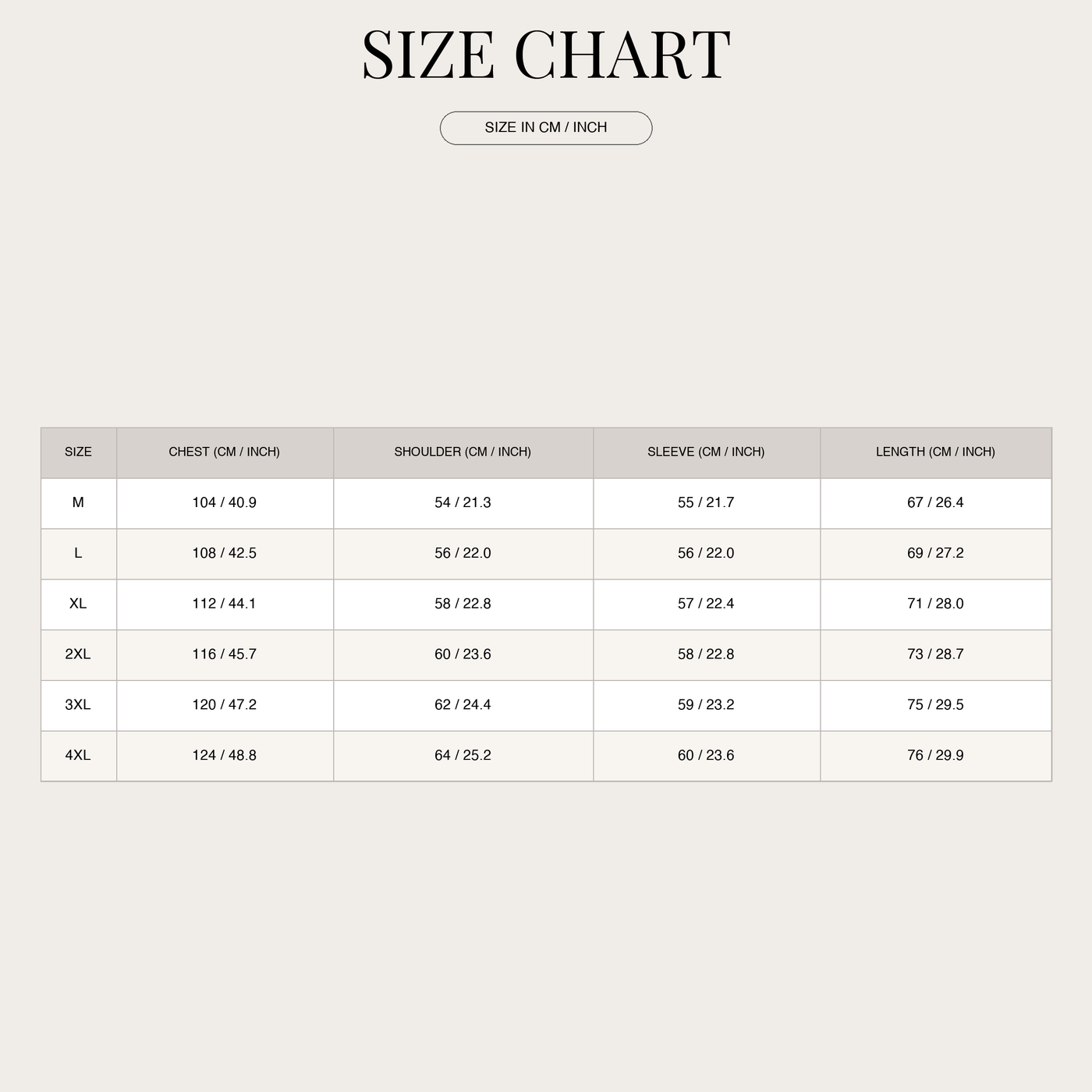 Men's Ribbed Knit Jacket – Daily Comfort and Style size chart
