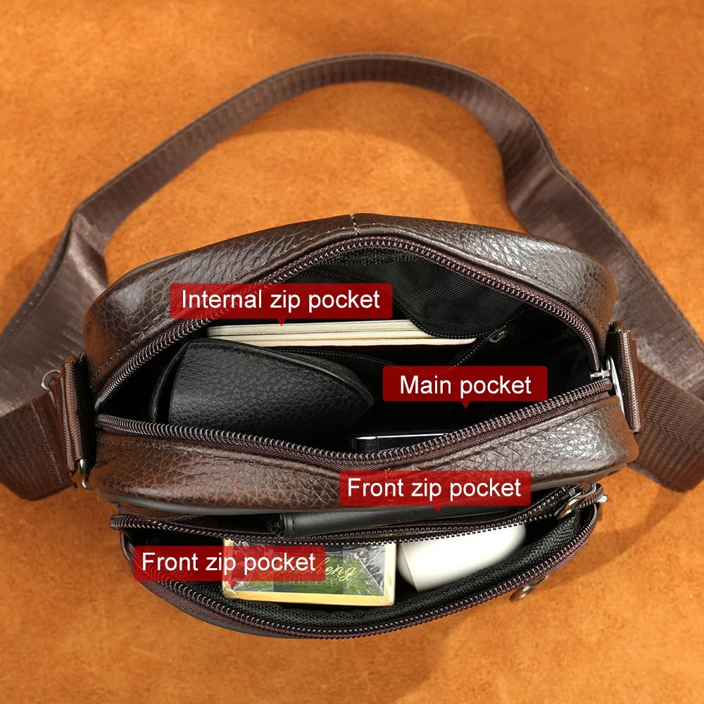 Men's Robust Leather Shoulder Bag – Ideal for the Modern Man with Practical Comfort and Style 1