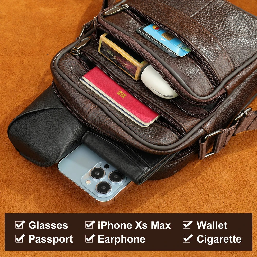 Men's Robust Leather Shoulder Bag – Ideal for the Modern Man with Practical Comfort and Style 2
