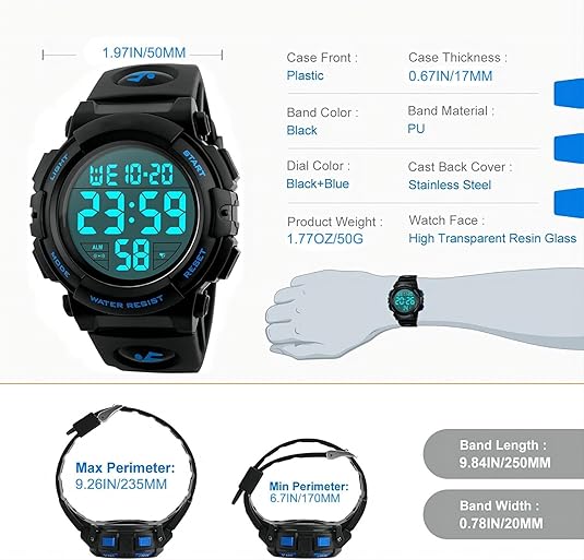 Men's Robust Sport Watch – Digital with Clear LED Display and Waterproof for Everyday Life 2