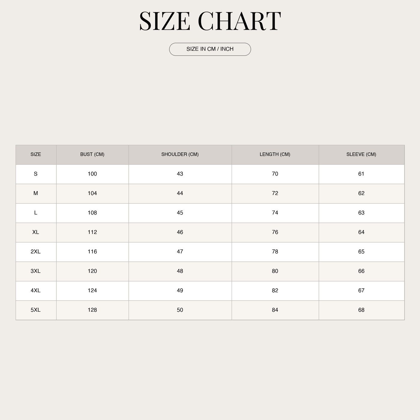 Men's Sherpa Shirt Jacket – Plaid with Warm Lining size chart
