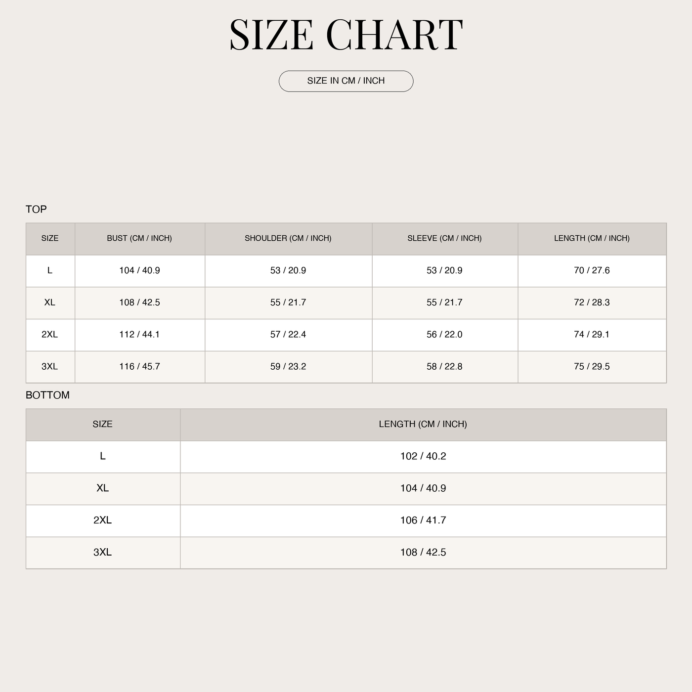 Men's Sleepwear Set – Cozy Warm and Comfortable size chart