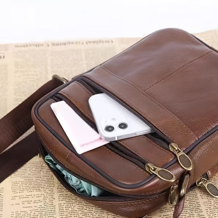 Men's Spacious Cowhide Leather Shoulder Bag – With Adjustable Shoulder Strap 10