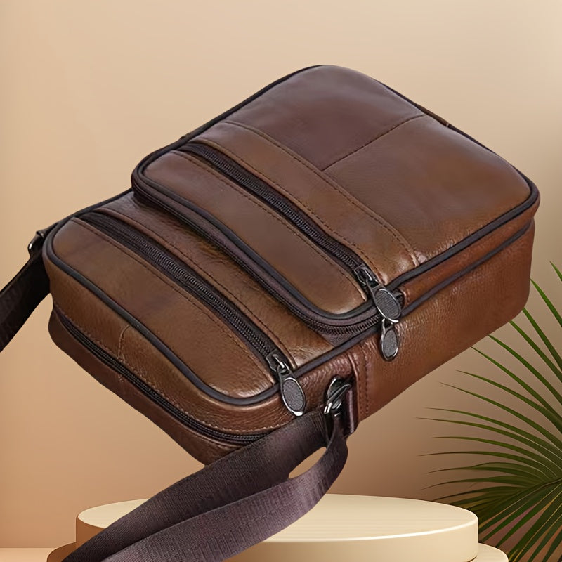 Men's Spacious Cowhide Leather Shoulder Bag – With Adjustable Shoulder Strap 5