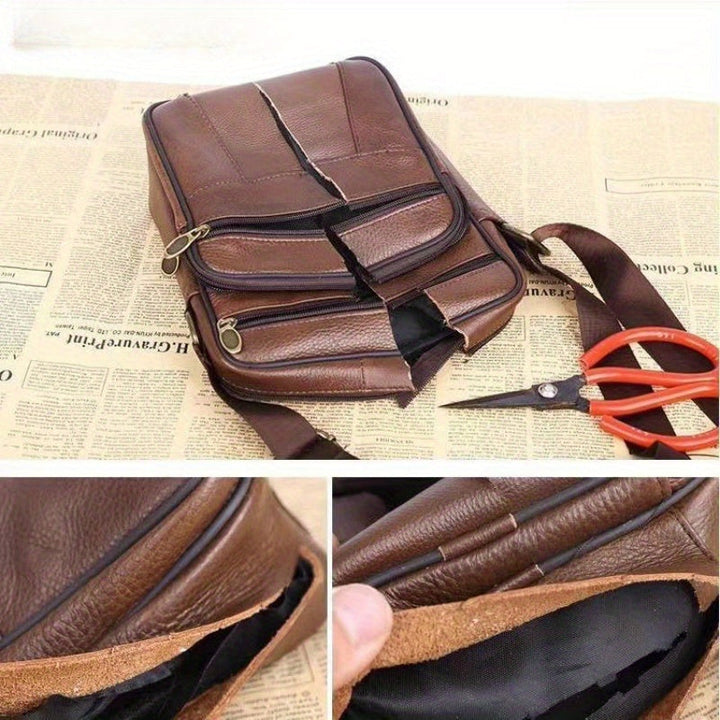 Men's Spacious Cowhide Leather Shoulder Bag – With Adjustable Shoulder Strap 7