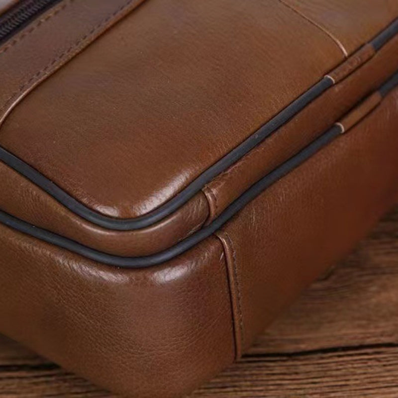 Men's Spacious Cowhide Leather Shoulder Bag – With Adjustable Shoulder Strap 9
