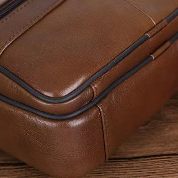 Men's Spacious Cowhide Leather Shoulder Bag – With Adjustable Shoulder Strap 9