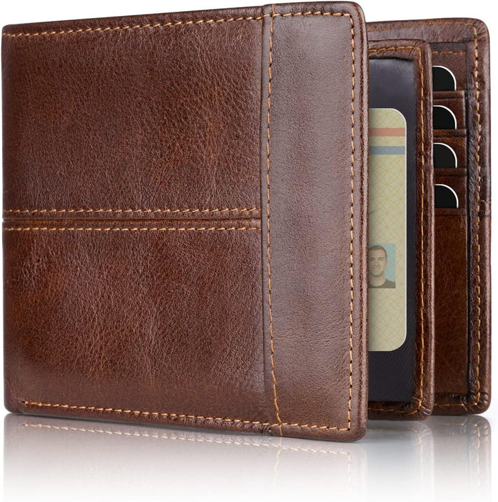 Men's Stylish Leather Bifold Wallet – Slim Design with Integrated RFID Data Protection 1