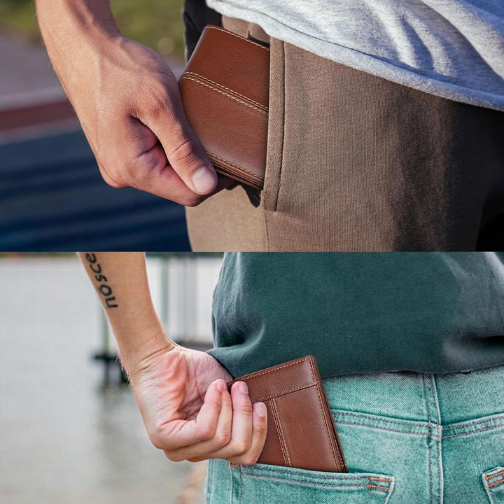 Men's Stylish Leather Bifold Wallet – Slim Design with Integrated RFID Data Protection 11