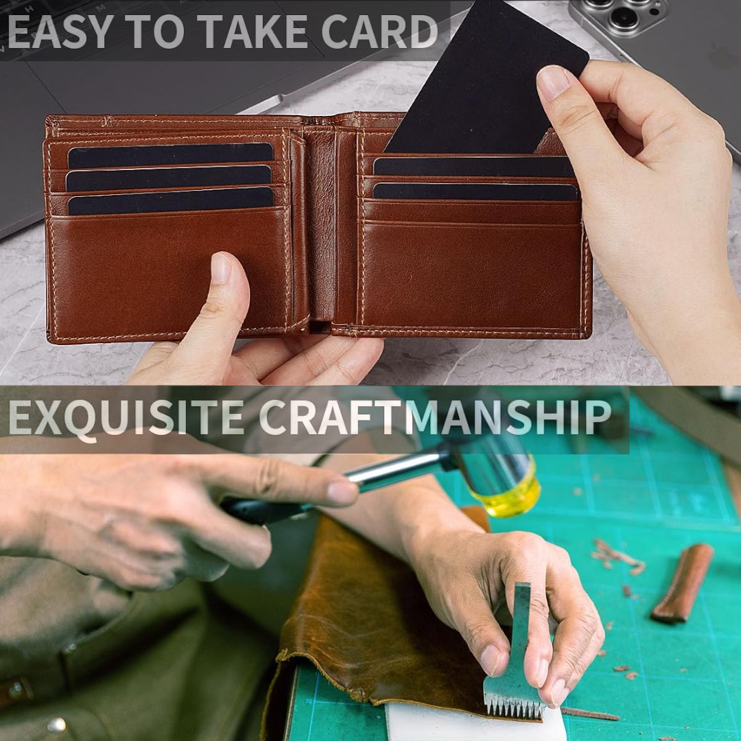 Men's Stylish Leather Bifold Wallet – Slim Design with Integrated RFID Data Protection 12