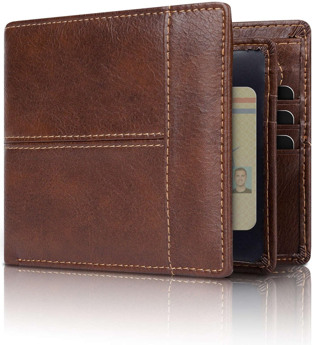 Men's Stylish Leather Bifold Wallet – Slim Design with Integrated RFID Data Protection 5