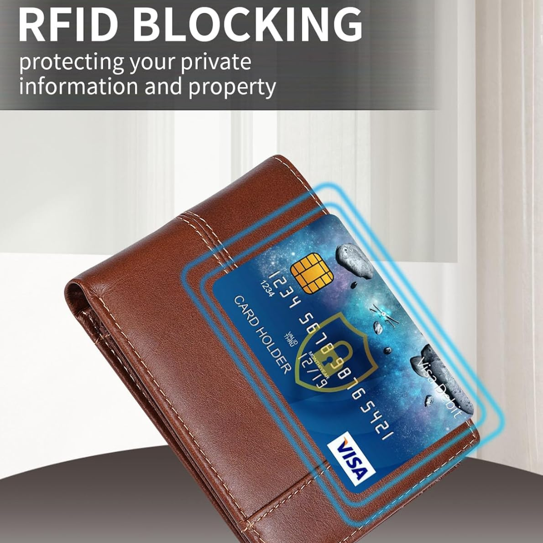Men's Stylish Leather Bifold Wallet – Slim Design with Integrated RFID Data Protection 6