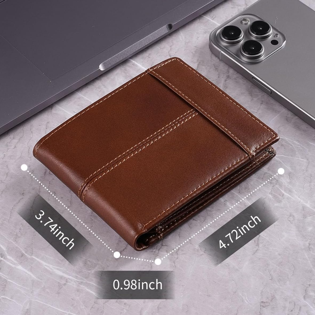 Men's Stylish Leather Bifold Wallet – Slim Design with Integrated RFID Data Protection 7