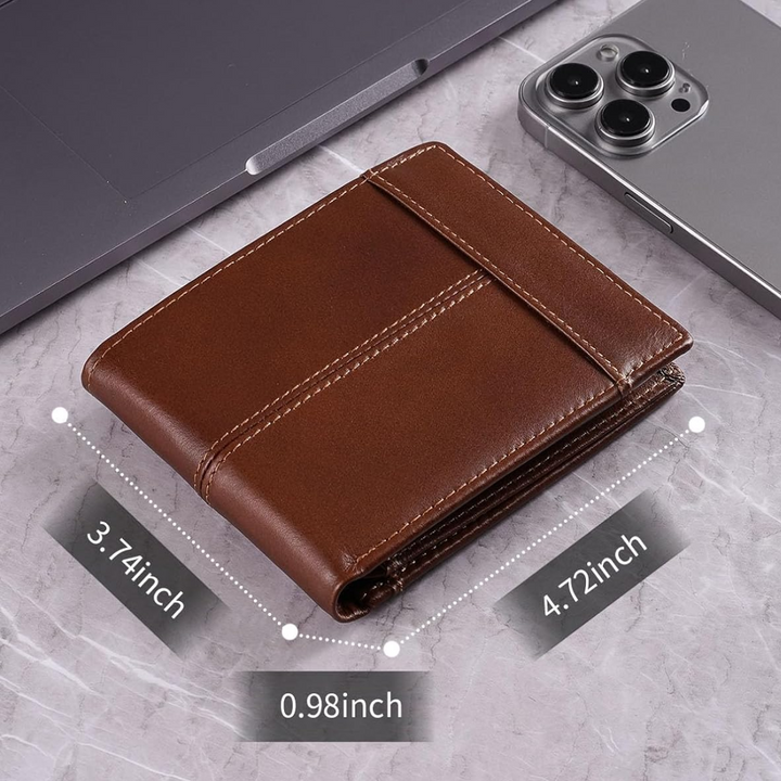 Men's Stylish Leather Bifold Wallet – Slim Design with Integrated RFID Data Protection 7