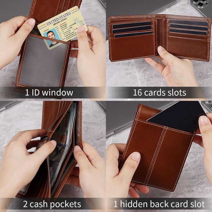 Men's Stylish Leather Bifold Wallet – Slim Design with Integrated RFID Data Protection 8