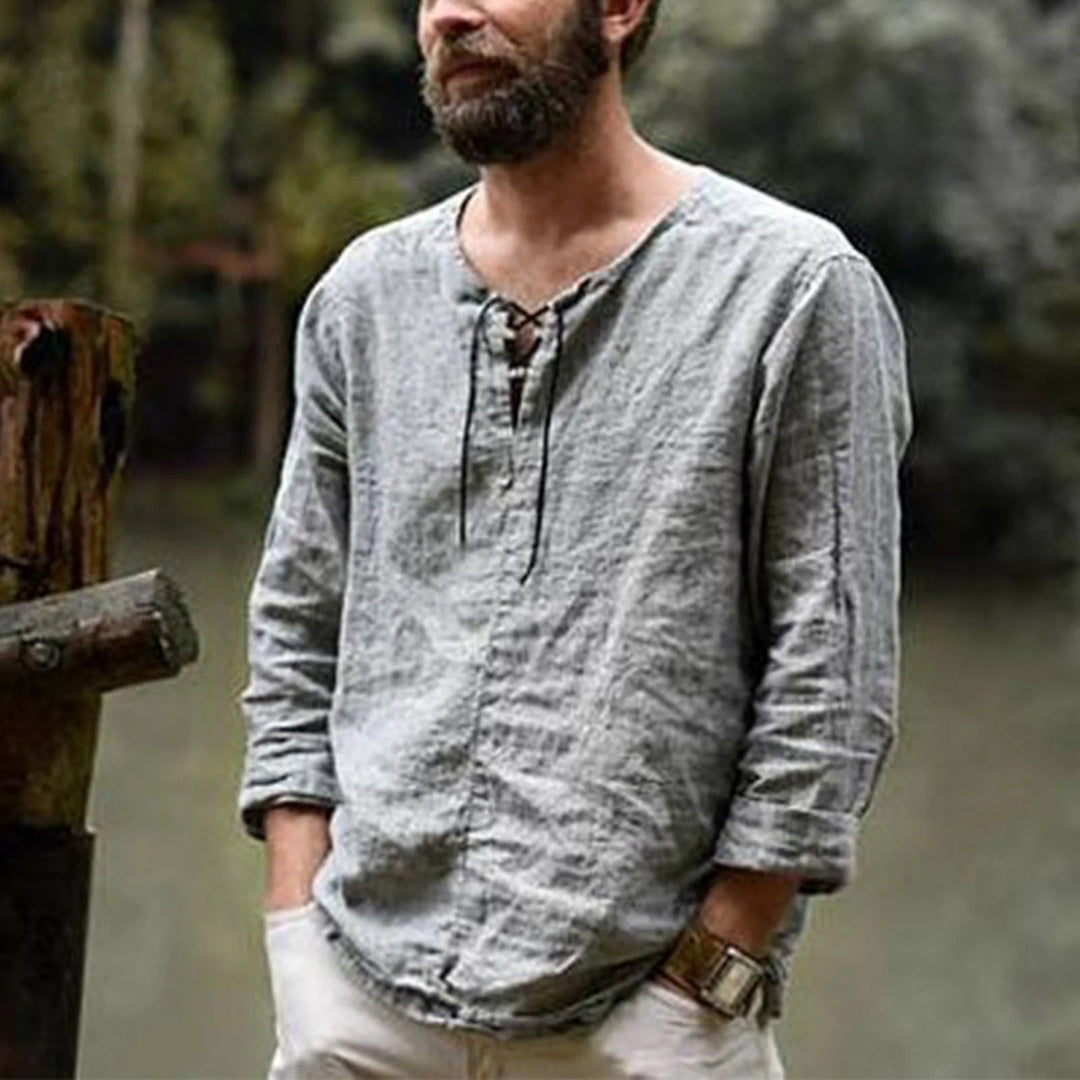 Mens_Summer_Linen_Shirt_with_Lace_Up_Neckline_1