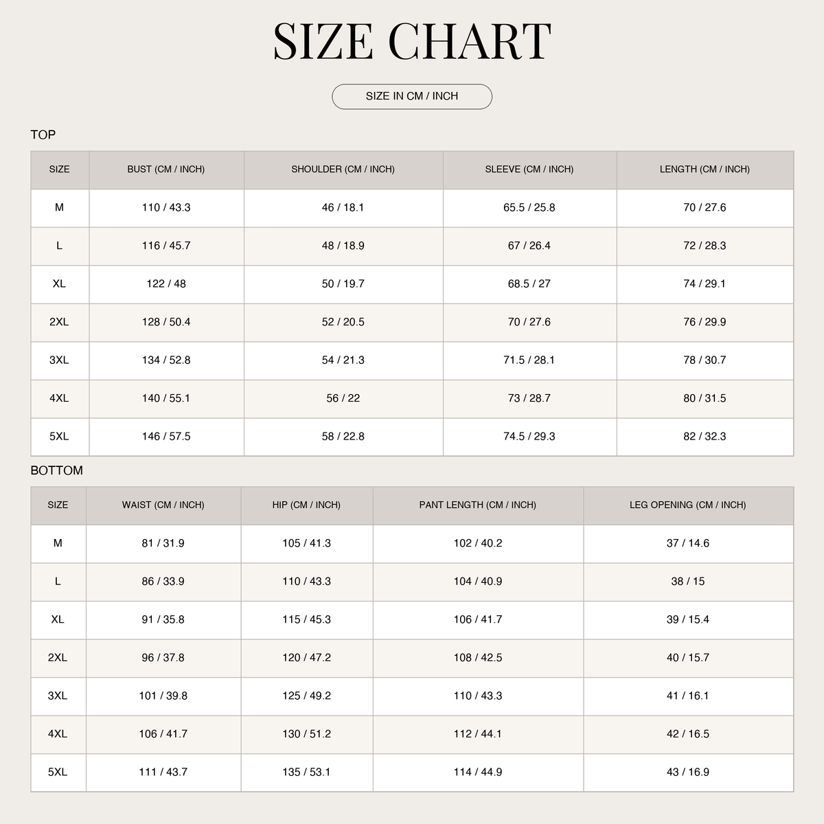 Men's Tracksuit Set – Dynamic Style for Comfortable Wear size chart