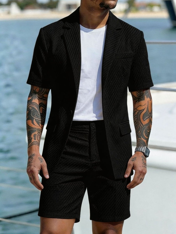 Mens_Two_Piece_Summer_Set_Short_Sleeve_Blazer_with_Shorts_2