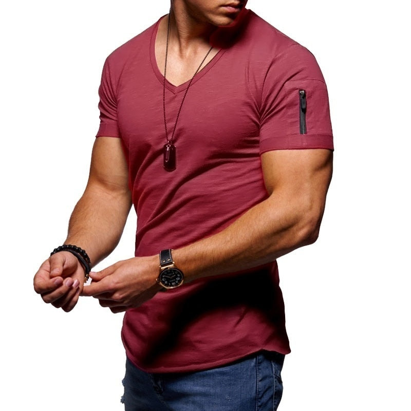 Mens_V_Neck_T_Shirt_Breathable_Fabric_for_Active_Wear_2
