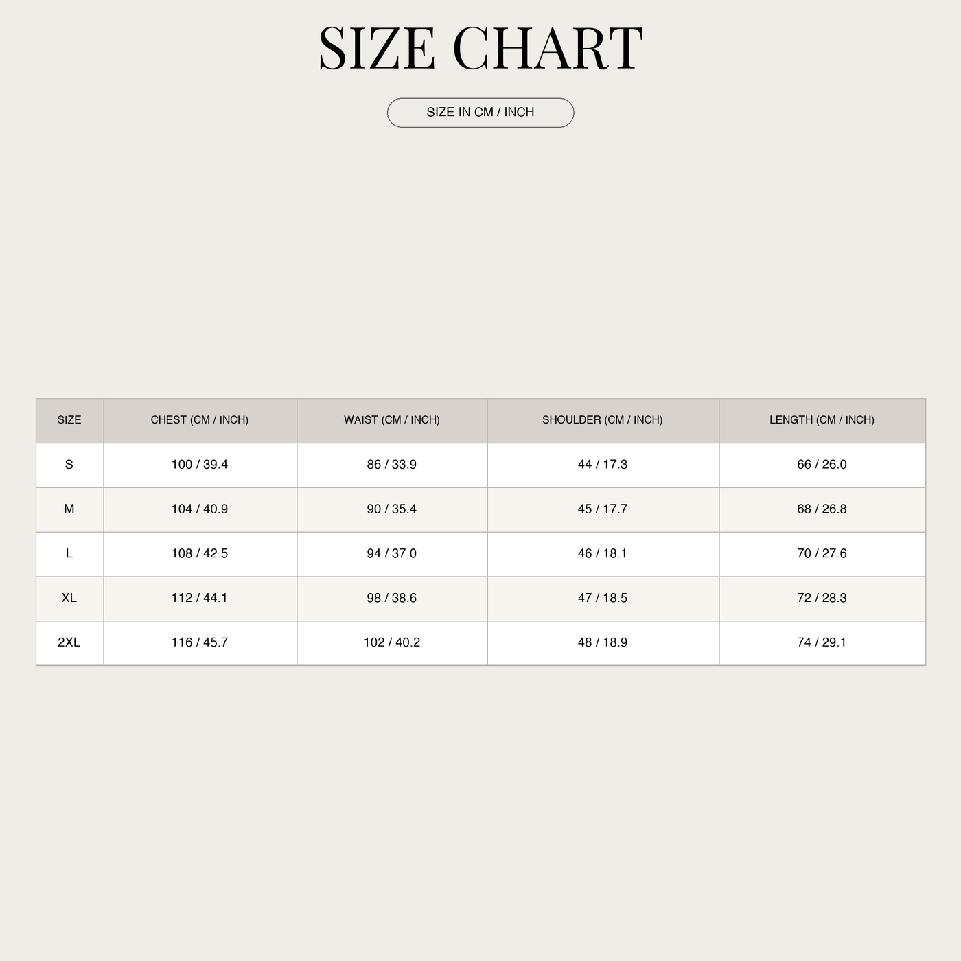 Men's Water-Resistant Summer Jacket – Refined Style and Protection size chart