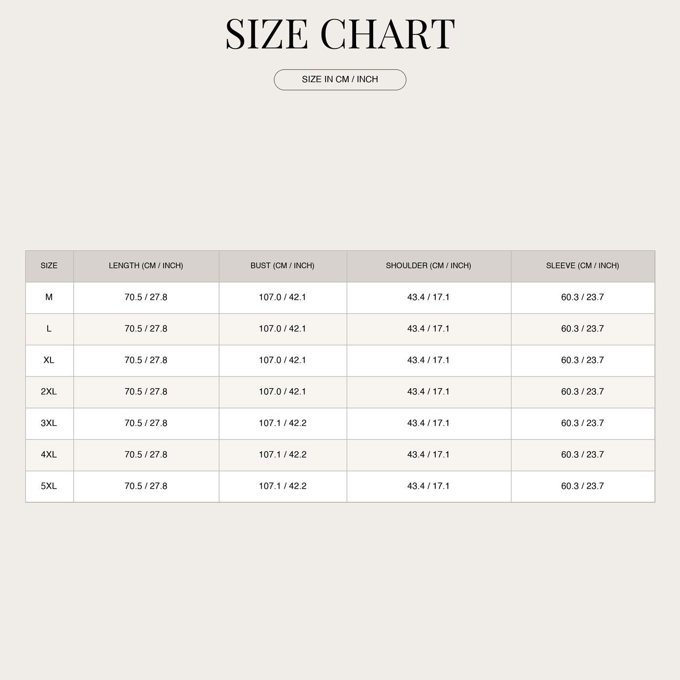 Men's Wool Trench Coat – Double Collar & Zipped size chart