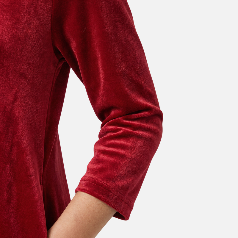 Midi Velvet Turtleneck Dress with Pockets for Women