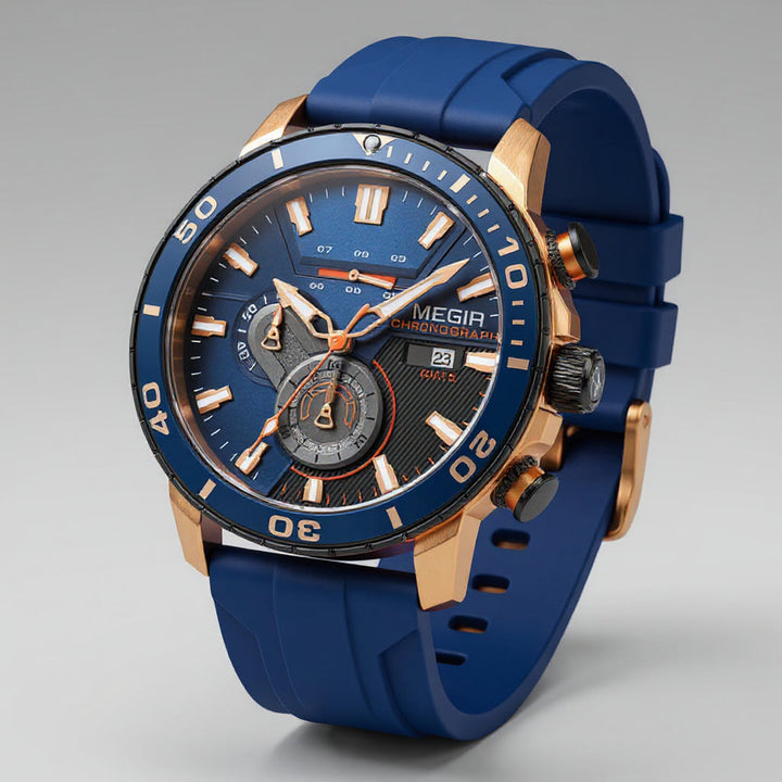 Modern Chronograph Watch – Sporty 44mm Design with Silicone Band 2
