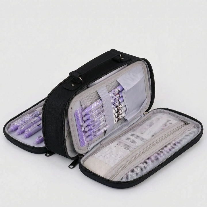 Multi-compartment Pencil Case – Optimal Organization with Double Zipper 10