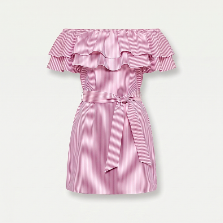 Off-Shoulder Mini Dress with Ruffled Bodice for Women