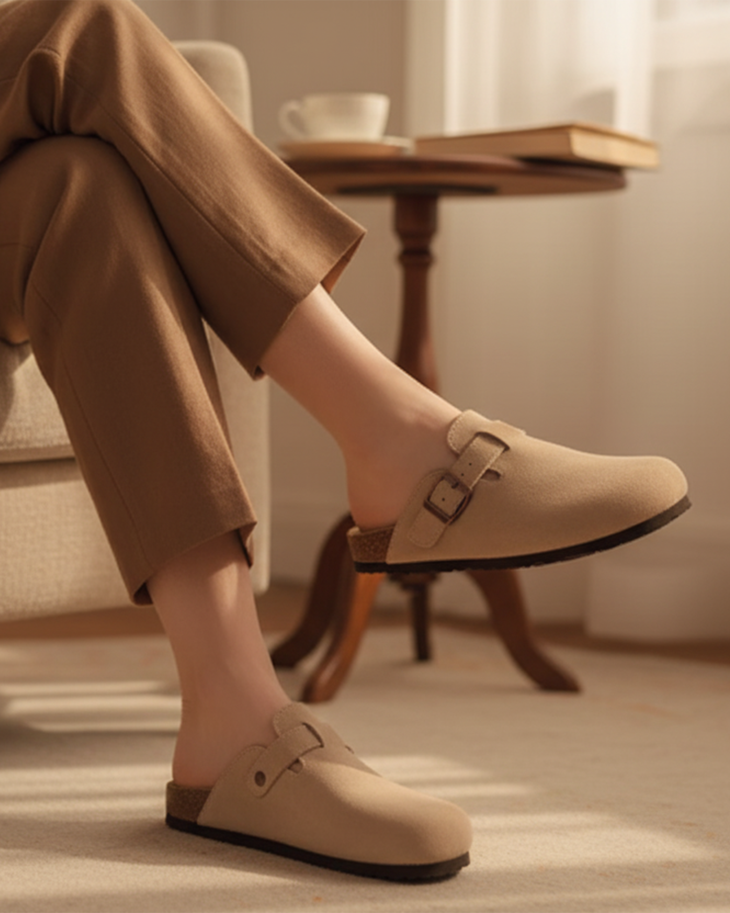 Cecole | Women’s Suede Cork Slippers with Adjustable Straps