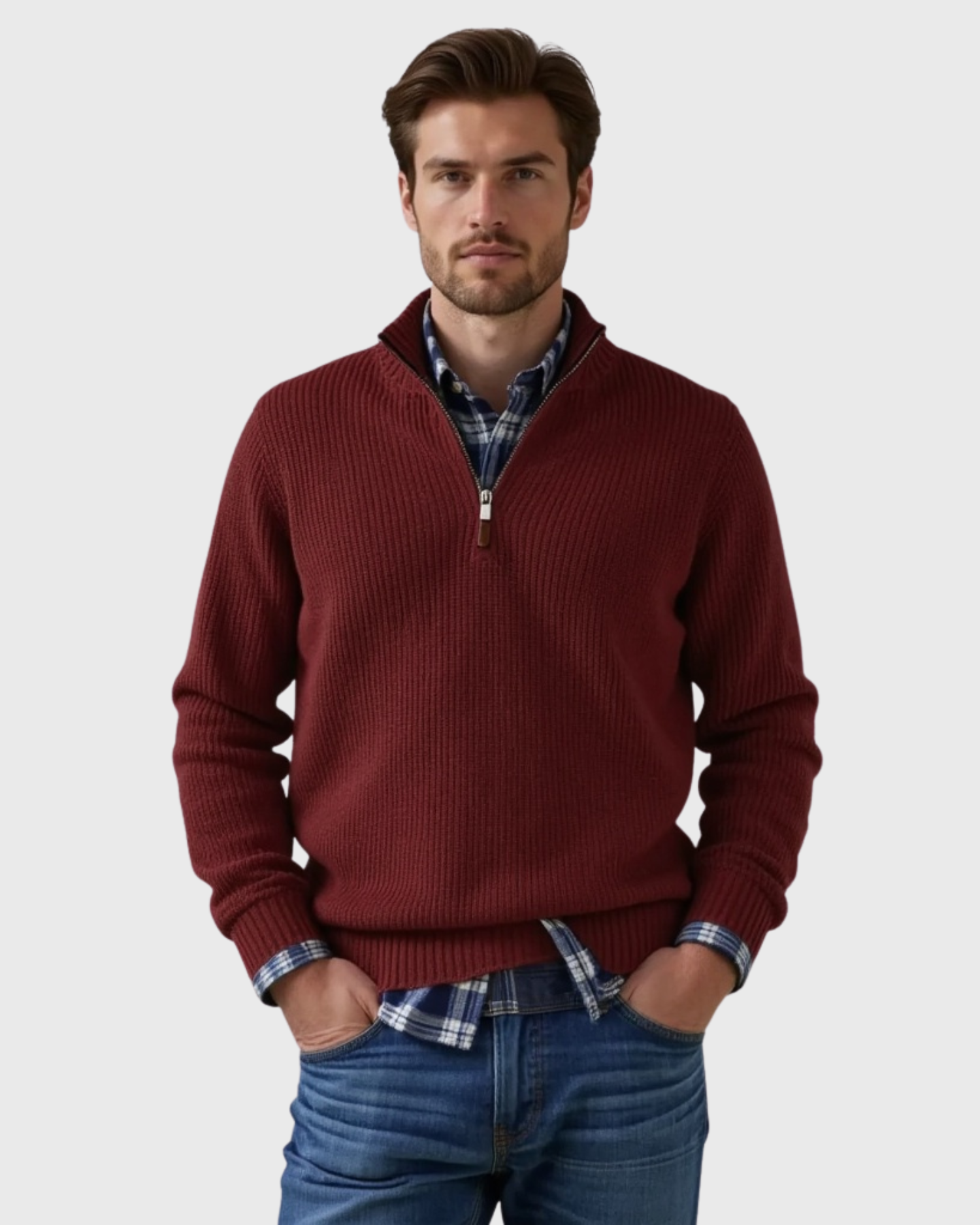Cecole | Men’s Casual Fit Sweater with Zippered Collar