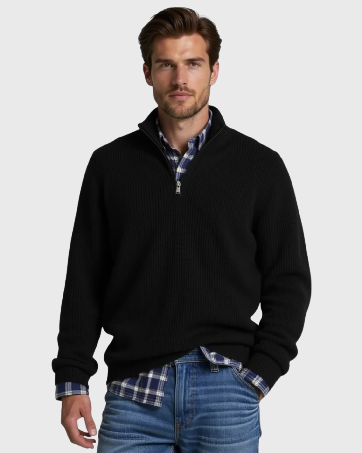 Cecole | Men’s Casual Fit Sweater with Zippered Collar