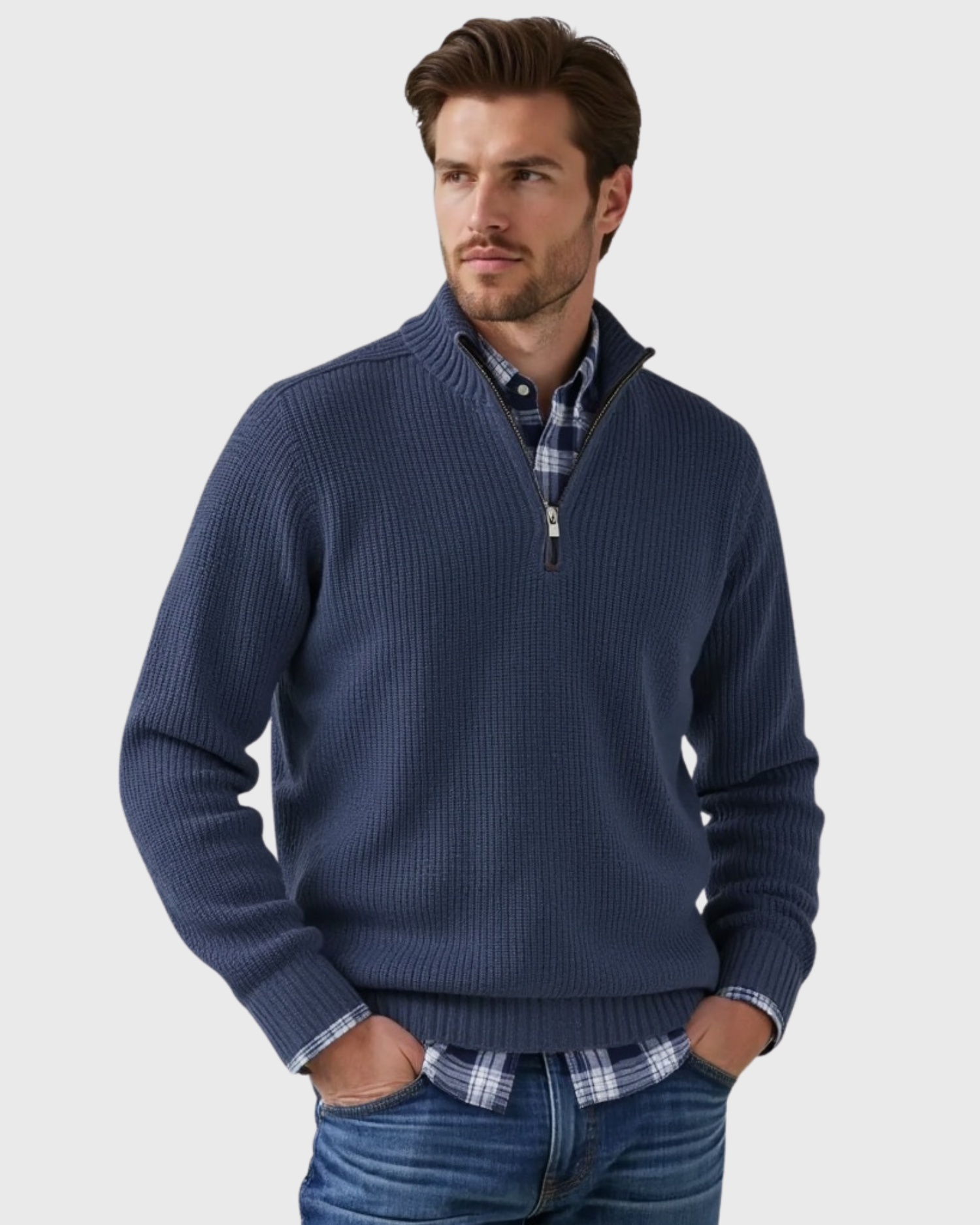 Cecole | Men’s Casual Fit Sweater with Zippered Collar